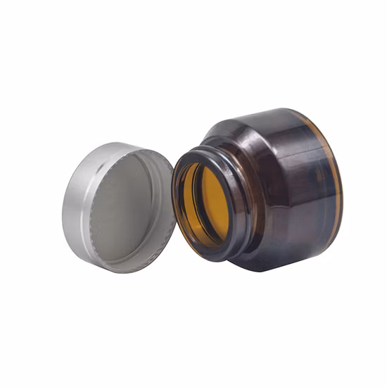 化粧品用20gストレートサイドアルミキャップガラススキンケアクリーム琥珀ガラス瓶