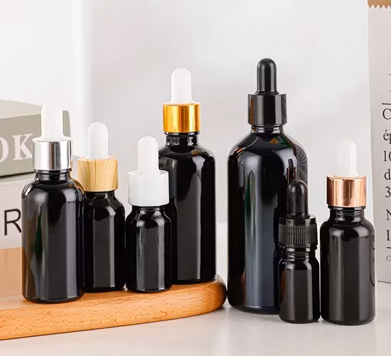 Professional 5ml-120ml Essential Oil Glass Bottle with Screw Ring Flat Cap and Rubber and Glass Dropper/Pipet in Cosmetic or Medical Packaging